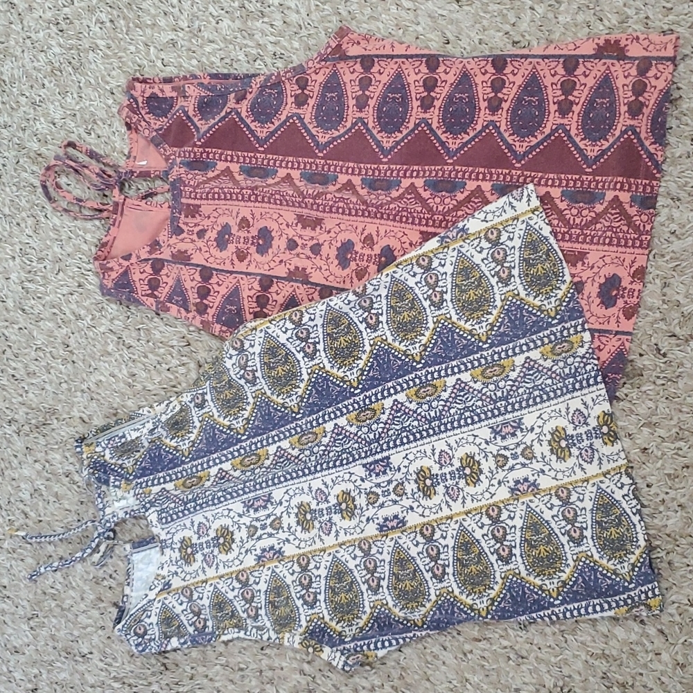 Free People Intimately Sleeveless Cotton Blend Printed Tank Tops Size Small